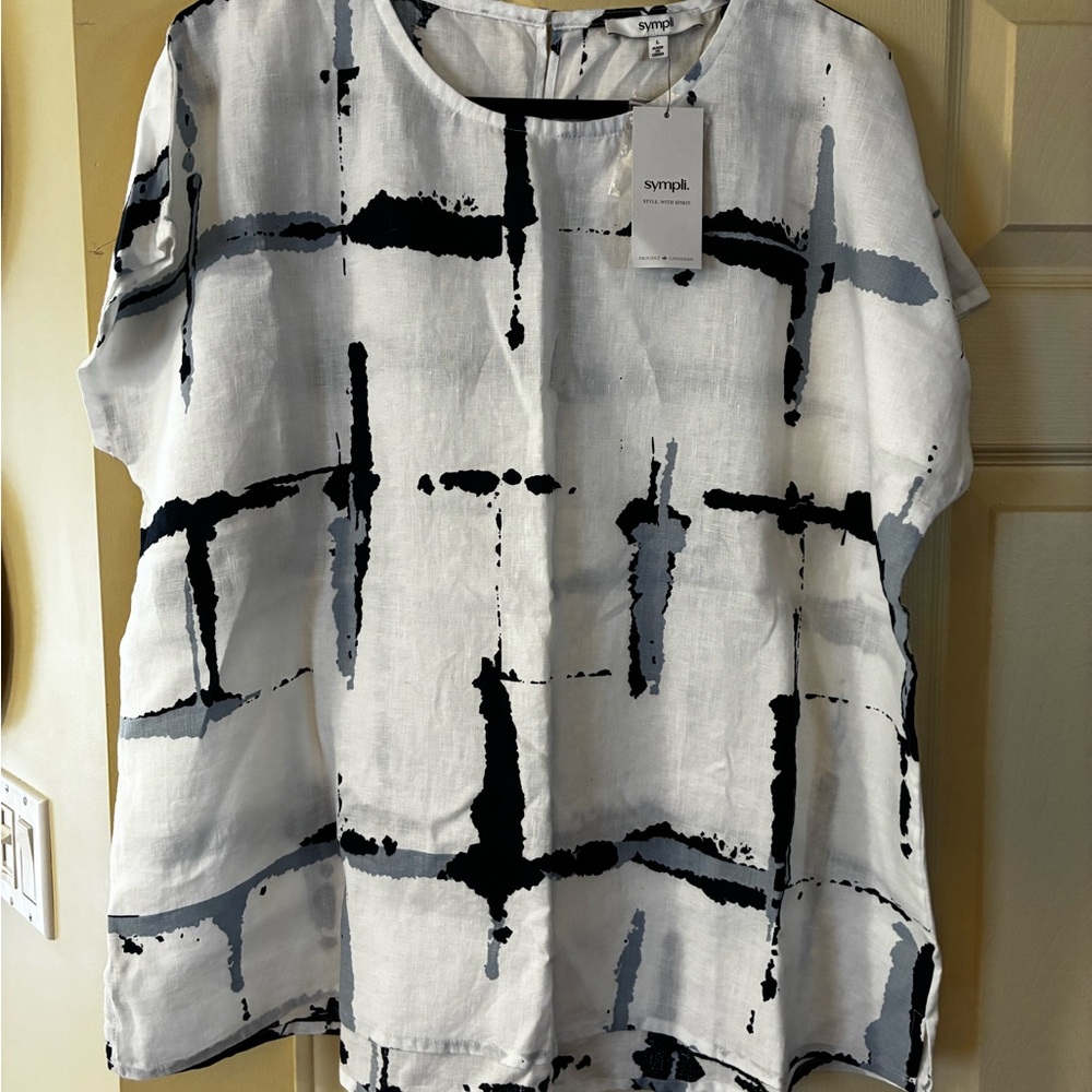 Sympli Linen Dolman top watermark pattern